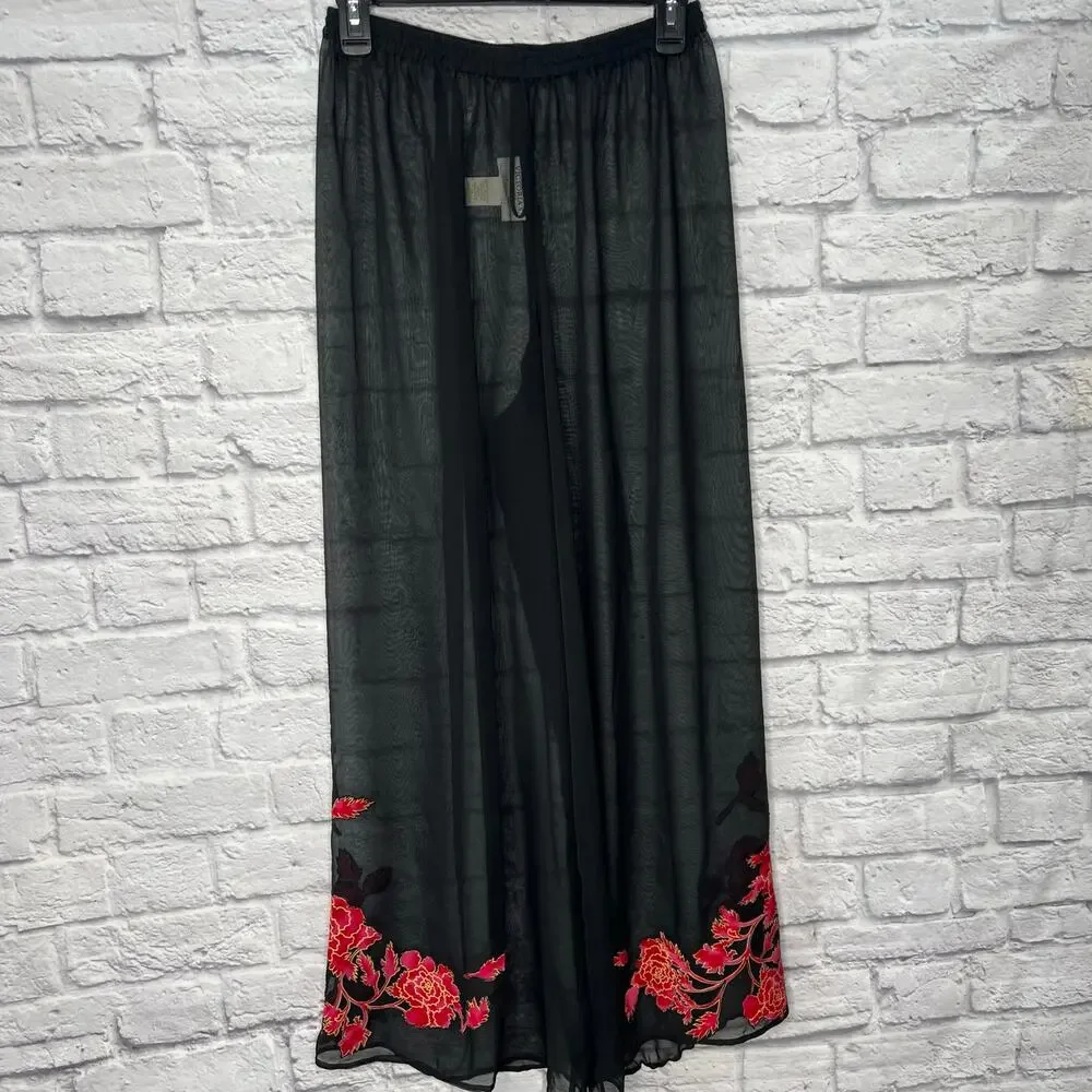 VTG Victorias Secret Collection 2pc Set Sheer Pants Red Floral Size M Tunic